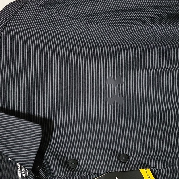 Men's Under Armour Playoff 3.0 Stripe Polo, Black/Gray, Small, NWT - Picture 14 of 15